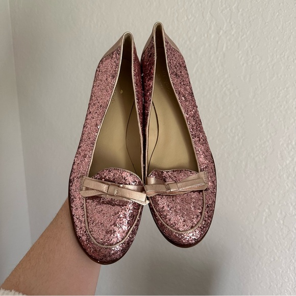 Kate Spade Pink Glitter Cora Slip On Loafers - Picture 3 of 11